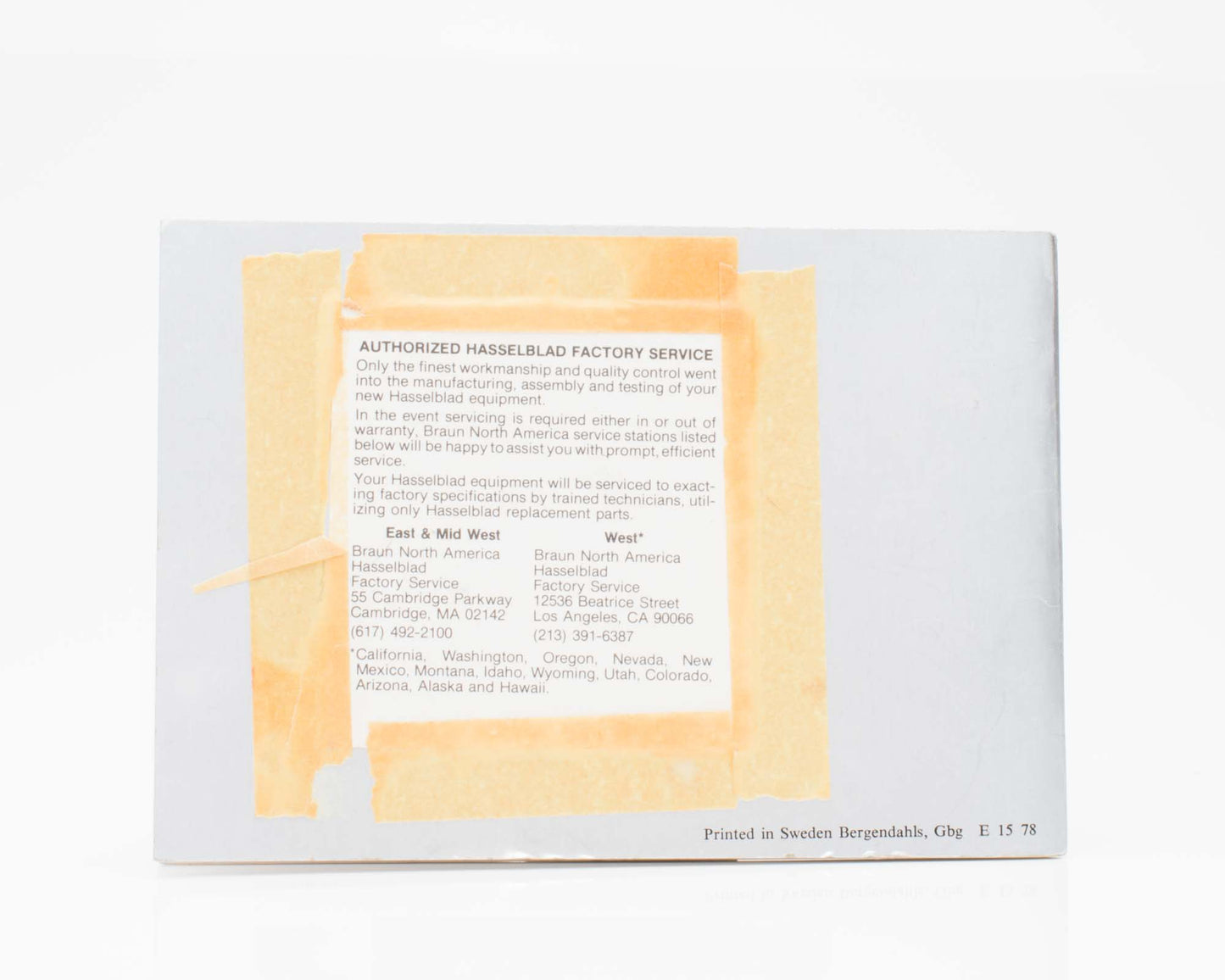 Hasselblad 500CM 500ELM SWC Instruction Manual