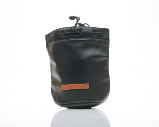 Hasselblad Lens Pouch 6" Black Leather with Brown Label H Series